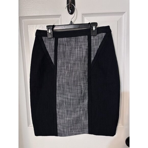 Calvin Klein Above the Knee Skirt Size 4 Office Work Party Black/Ivory NEW $89 - Picture 5 of 6